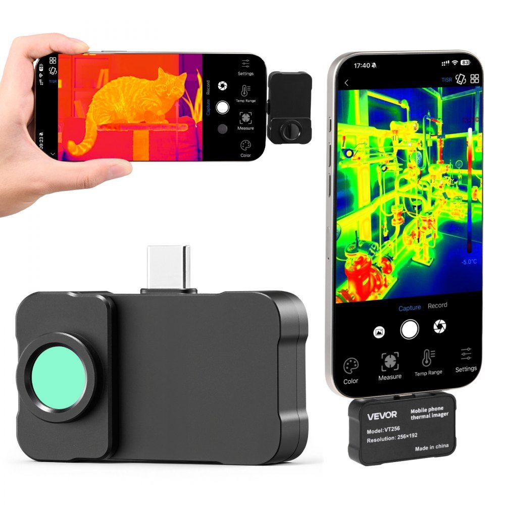 Wärmebildkamera für iOS und Android, Wärmebildkamera mit 512 x 384 Super IR- und 256 x 192 IR-Auflösung und Makroobjektiv für Smartphone-Tablet mit USB-C, 25-Hz-Infrarotkamera für Inspektionen bei -20 °C bis 550 °C