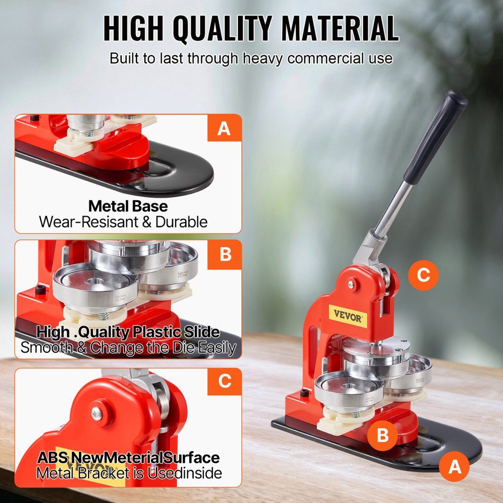 Button Machine Button Maker Machine, 3" Badge Punch Press Set, Kids DIY Gifts Pin Maker, Button Making Accessoires met 500 stuks Button Vervangingsonderdelen & Circle Cutter & Magic Book