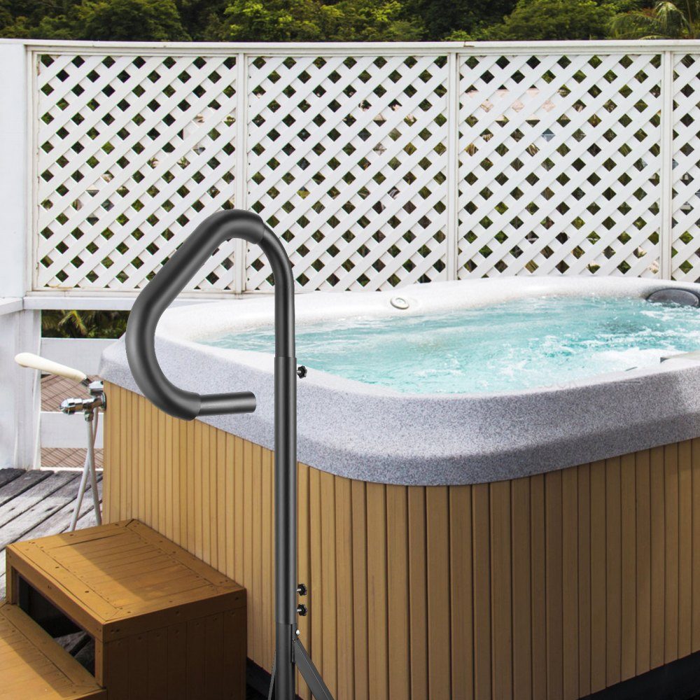 Whirlpool-Handlauf 272 kg Tragkraft Spa-Reling aus Aluminiumlegierung Pool-Handlauf höhenverstellbar von 122,92 bis 160 cm Haltegriff Einstiegshilfe 360° drehbar für Schwimmbäder Whirlpools