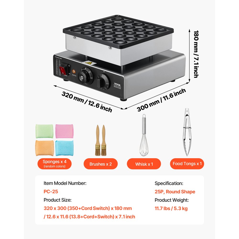 Mini Pancake Maker Dutch Muffin Waffle Iron with 43mm Diameter, Non-Stick Stainless Steel Poffertjes Grill, Electric Mini Pancake Baker for Home Kitchen Restaurant Mini Pancake Maker Dutch Muffin Waffle Iron with 43mm Diameter, Non-Stick Stainless Steel Poffertjes Grill, Electric Mini Pancake Baker for Home Kitchen Restaurant