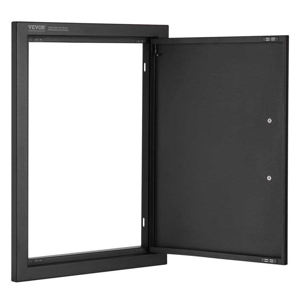 Grill Access Door 415x570mm Single Outdoor Kitchen Door Flush Mount Cold Panel Door Vertical Wall Door with Handle for Grill Island Grill Station Outdoor Cabinet Black