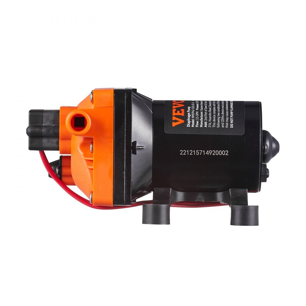 Water Diaphragm Pump, 12V DC, 13L/min Flow, 3.8bar Rated Pressure (2.76-5.5bar Adjustable), 1/2" MNPT Self-Priming Spray Pump with Pressure Switch for RV, Motorhome, Marine, Boat