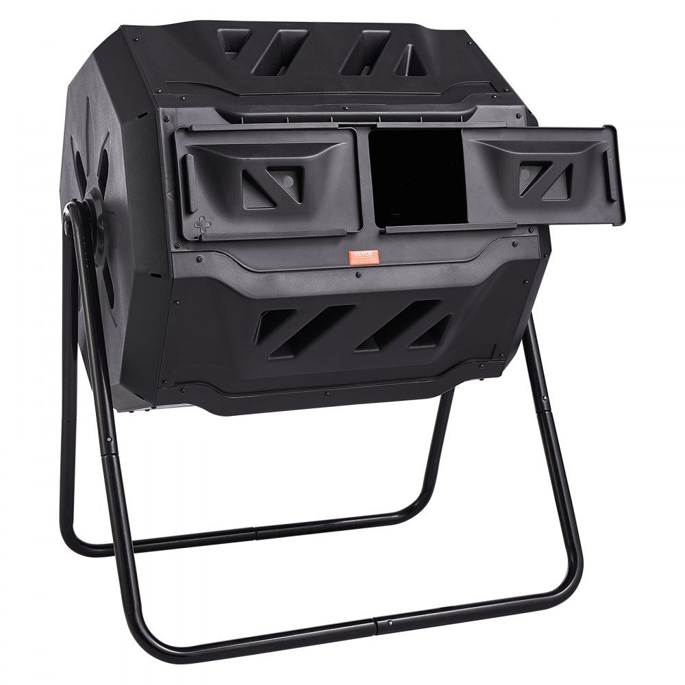 Trommelcomposter, composttrommel 162,7 L, trommelcomposter roterende dubbelkamer-trommelcomposter 735 x 625 x 955 mm, 50 kg zware tuincomposter incl. handschoenen
