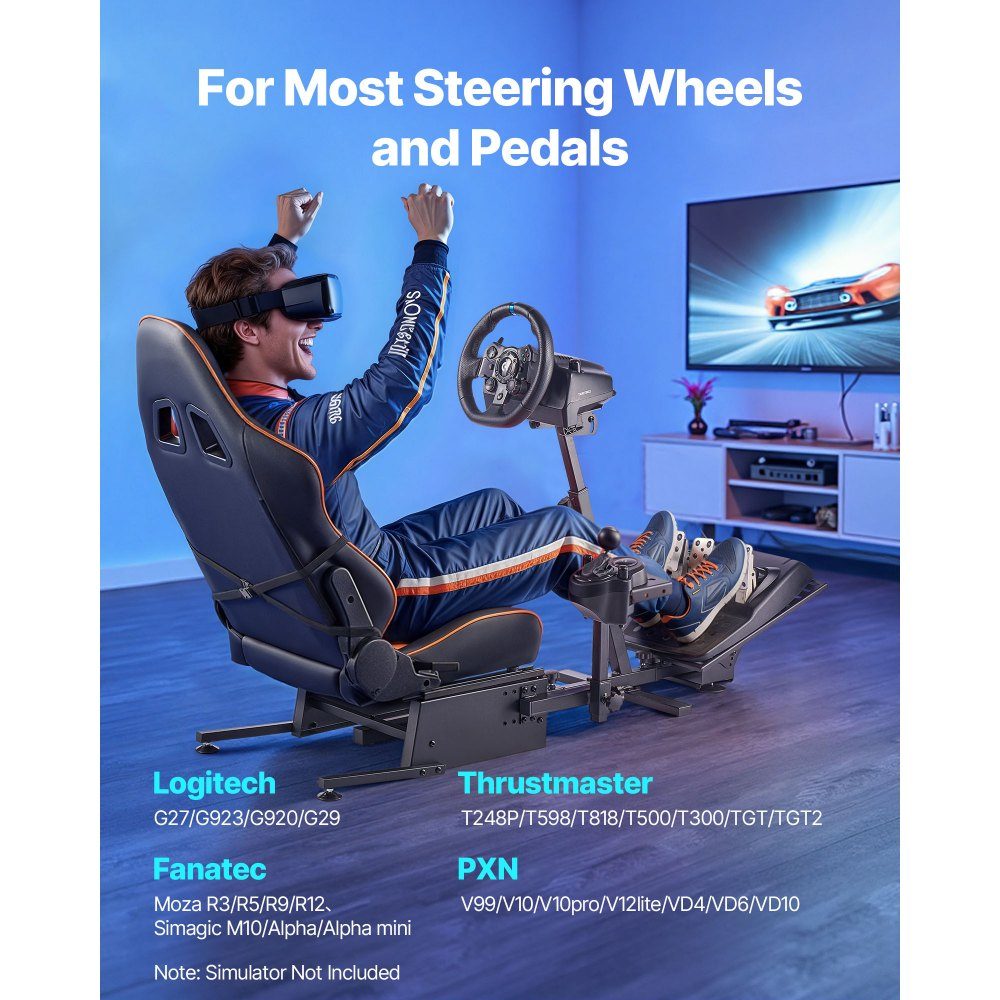 Lenkradständer, Rennradständer, Simulator-Cockpit, passend für Logitech G25, G27, G29, G920, G923, Thrustmaster T300RS, TX F458, T500RS, T3PA-PRO (F1/GT) und CSR-Pedale
