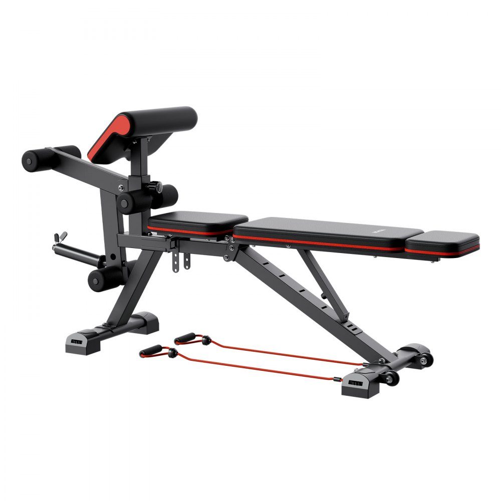 Weight bench, adjustable custom trainer for full body training (363 kg load capacity), sit-up training bench, fitness bench, flat bench with leg extension, preacher pad, quick adjustment