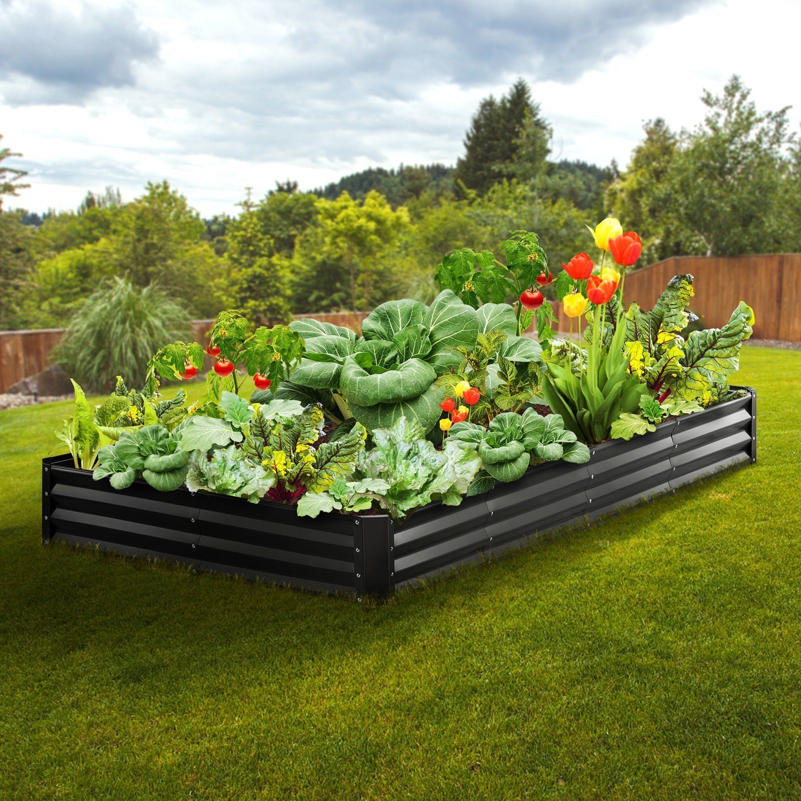 Complete set raised bed planter metal vegetable bed planter box 240x120x28cm