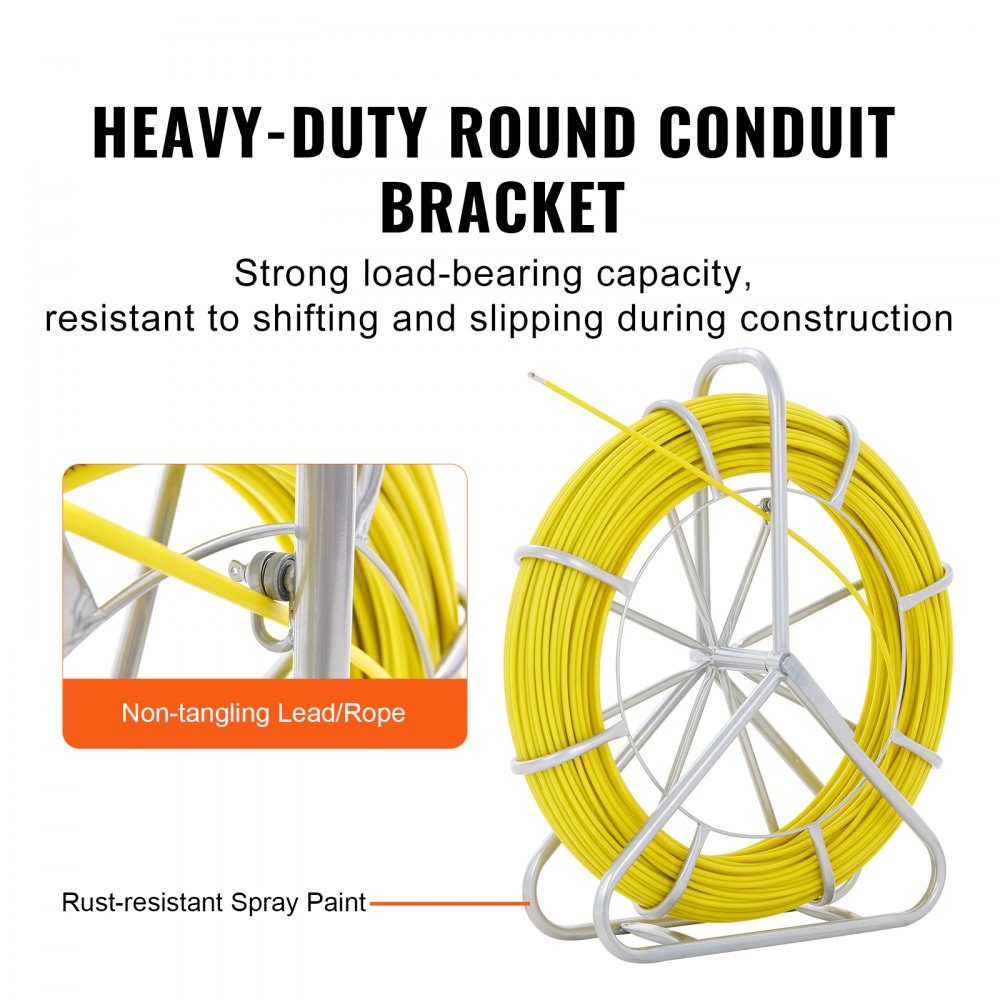 Fish Tape Puller Fiberglass 200m 6.35mm Wire Cable Running Duct Rodder