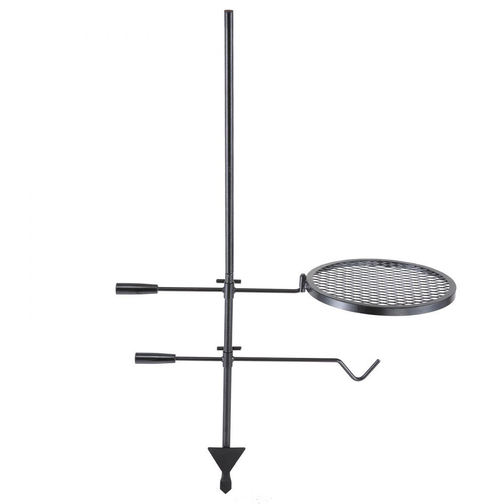 Drehspieß-Schwenkgrill aus Stahl 360 x 360 mm, Holzkohlegrill, doppellagiger Grillrost, Grillrost, 6 kg Tragkraft, 300 ℃, freistehender Spießbratengrill, BBQ-Grill, Grillwagen, Grill im Freien