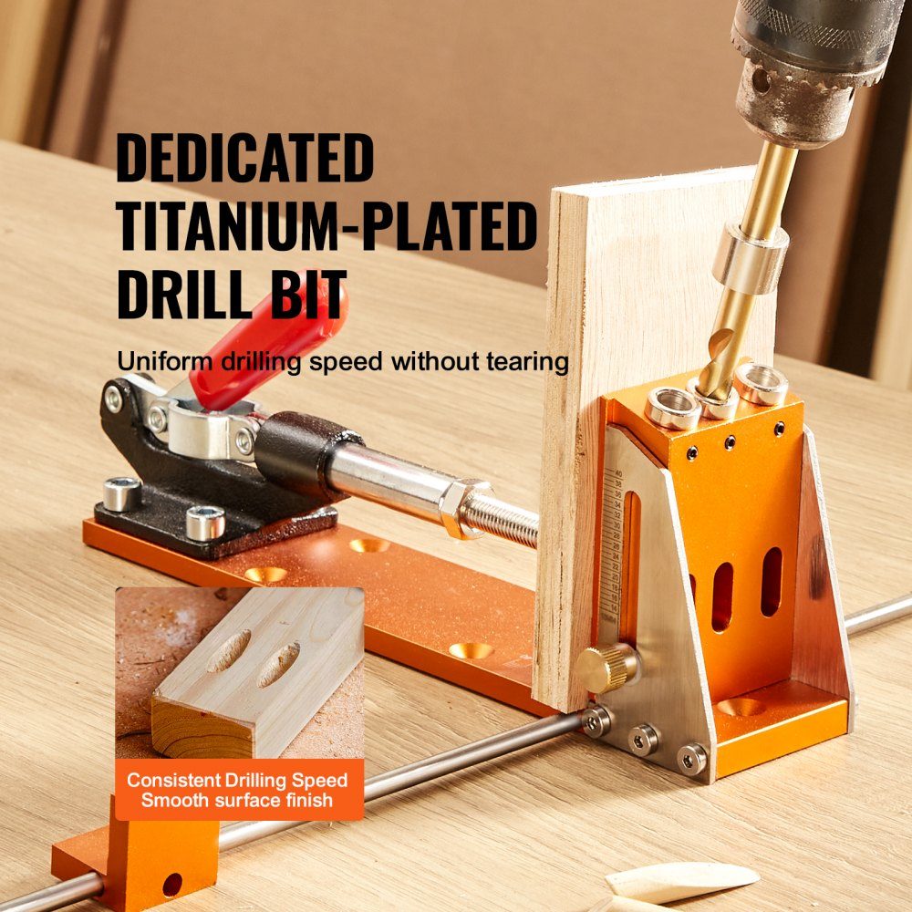 Pocket Hole Jig Set, Three Pocket Holes with Wrench and Square Drive Bits, Dowel Aid Drill Jig for Drilling Pocket Holes and Slanted Holes, Woodworking Drilling Aid