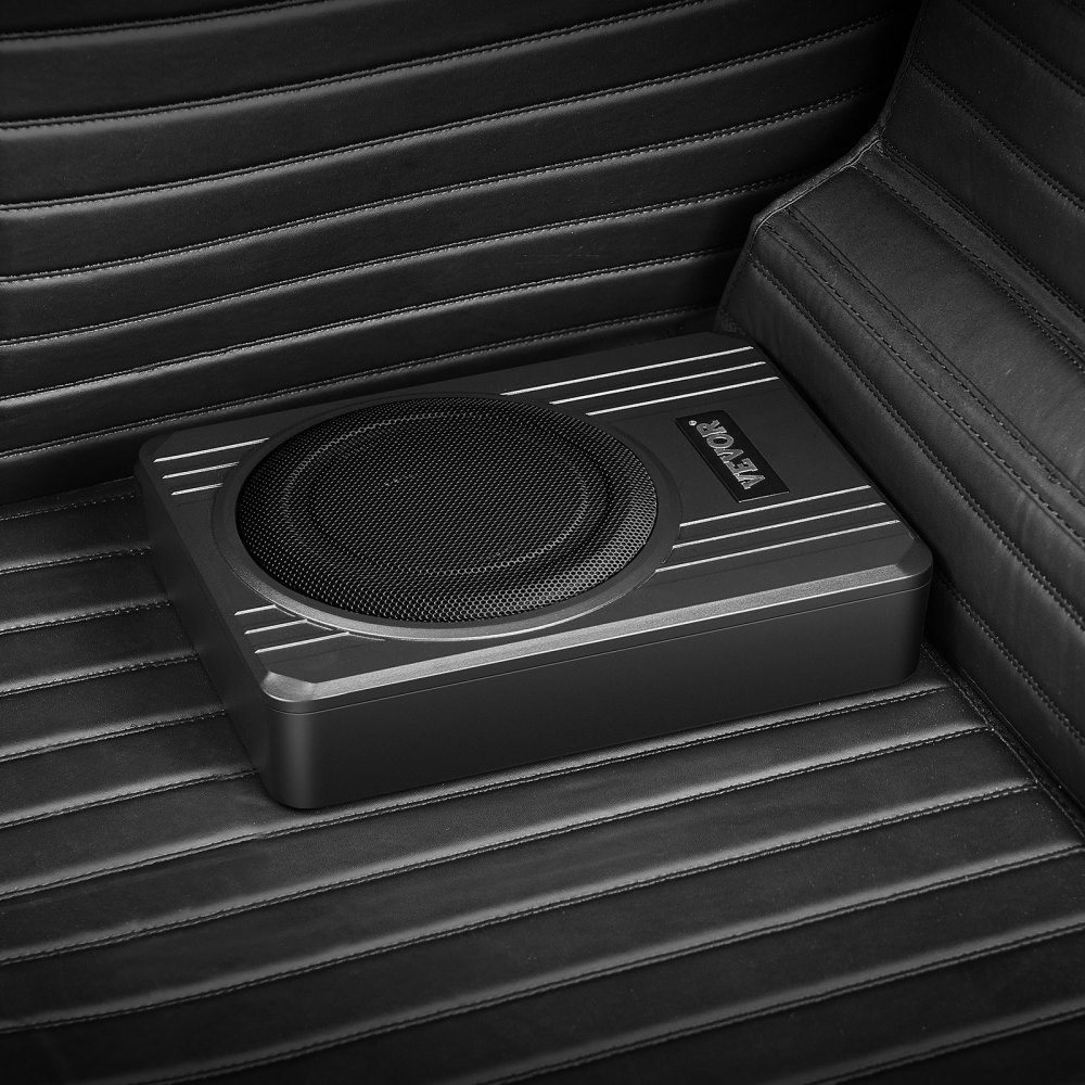 Subwoofer samochodowy pod siedzeniem 400 W, smukły subwoofer samochodowy o średnicy 203 mm, podsystem z wbudowanym wzmacniaczem, wejście wysokiego/niskiego poziomu i regulacja głośności dla SUV-ów, ciężarówek