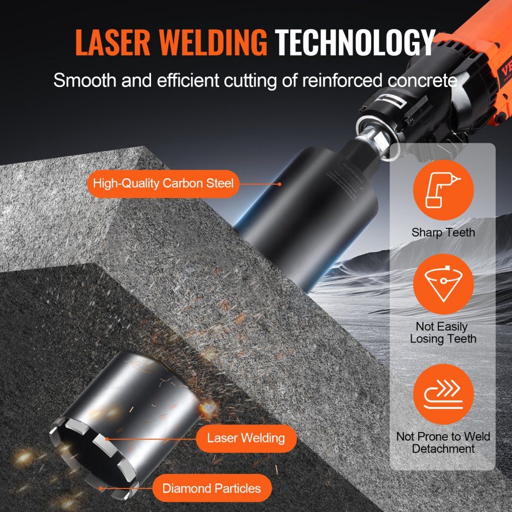 Diamond Core Drill, 108mm Wet Diamond Core Drill, 355mm Drilling Depth, Concrete Core Drill with Saw Blade, 1-1/4"-7 Female Thread, Laser Welding, Diamond Wet Core Drill for Concrete Bricks