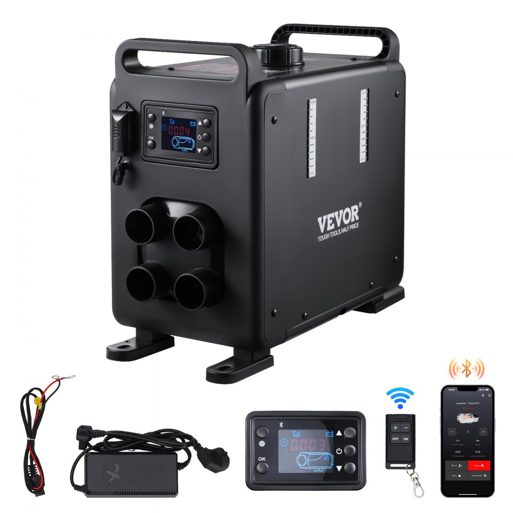 5-8KW Diesel Heater 12V/24V All in One Diesel Air Heater with Bluetooth App Control & Remote Control & Display Screen & CO Alarm, Fast Heating Vertical Portable Diesel Heater