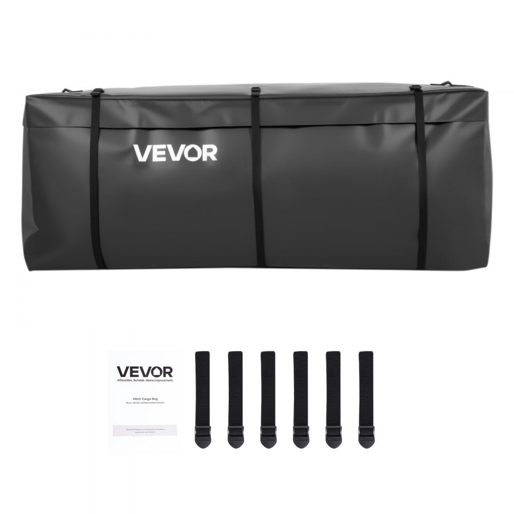Gepäckträgertasche für Anhängerkupplung aus wasserfestem 840D PVC (0,566 m³), ​​Gepäcktasche zur Aufbewahrung auf der Ladefläche von LKWs mit verstärkten Gurten für PKW, SUV, Transporter, schwarz