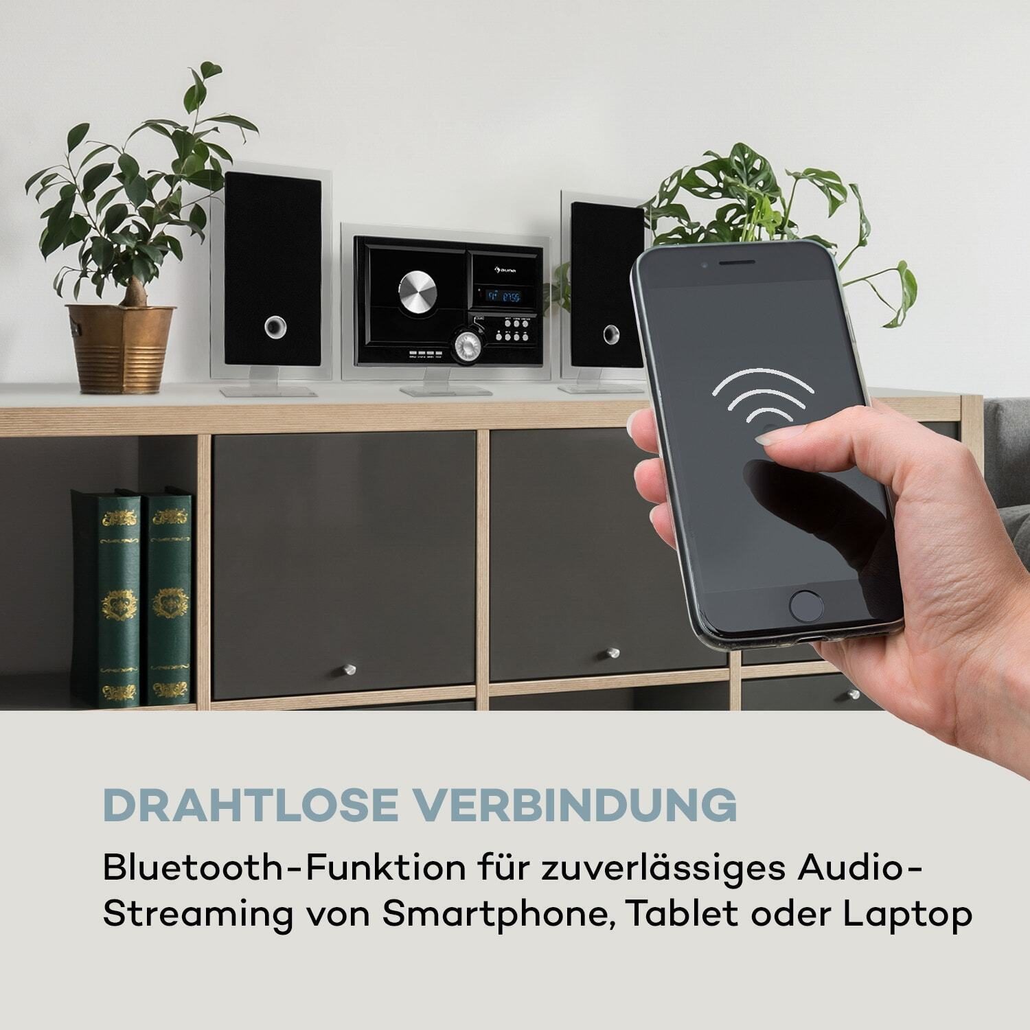 Chaîne stéréo DAB+ radio numérique lecteur CD USB MP3 haut-parleur Bluetooth noir