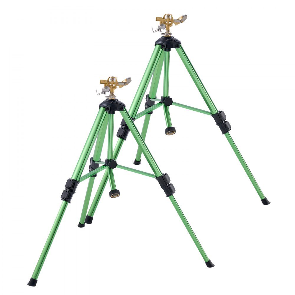 Sprinkler-Teleskopstativ, 2er-Set mit Messingkopf und G3/4-Zoll-Anschluss, 360-Grad-Hochleistungs-Rasensprinkler für große Flächen, verstellbare Höhe 430 mm, 686 mm, 940 mm für den Hof