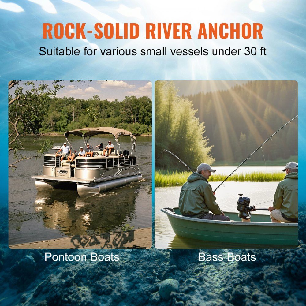 River Anchor Cast Iron Boat Anchor with Black Vinyl Coating 30 lbs, Marine Grade Mushroom Anchor for Boats up to 30 Feet, Impressive Holding Power in Mud Bottom Rivers and Lakes