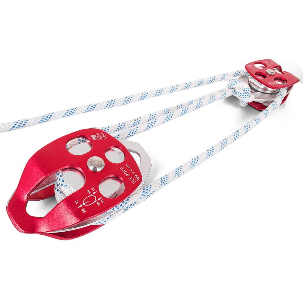 Block und Tackle mit zwei Rollen, 3492,66 kg, Umlenkrolle, 457,2 cm, 1,27 cm doppelt geflochtenes Seil