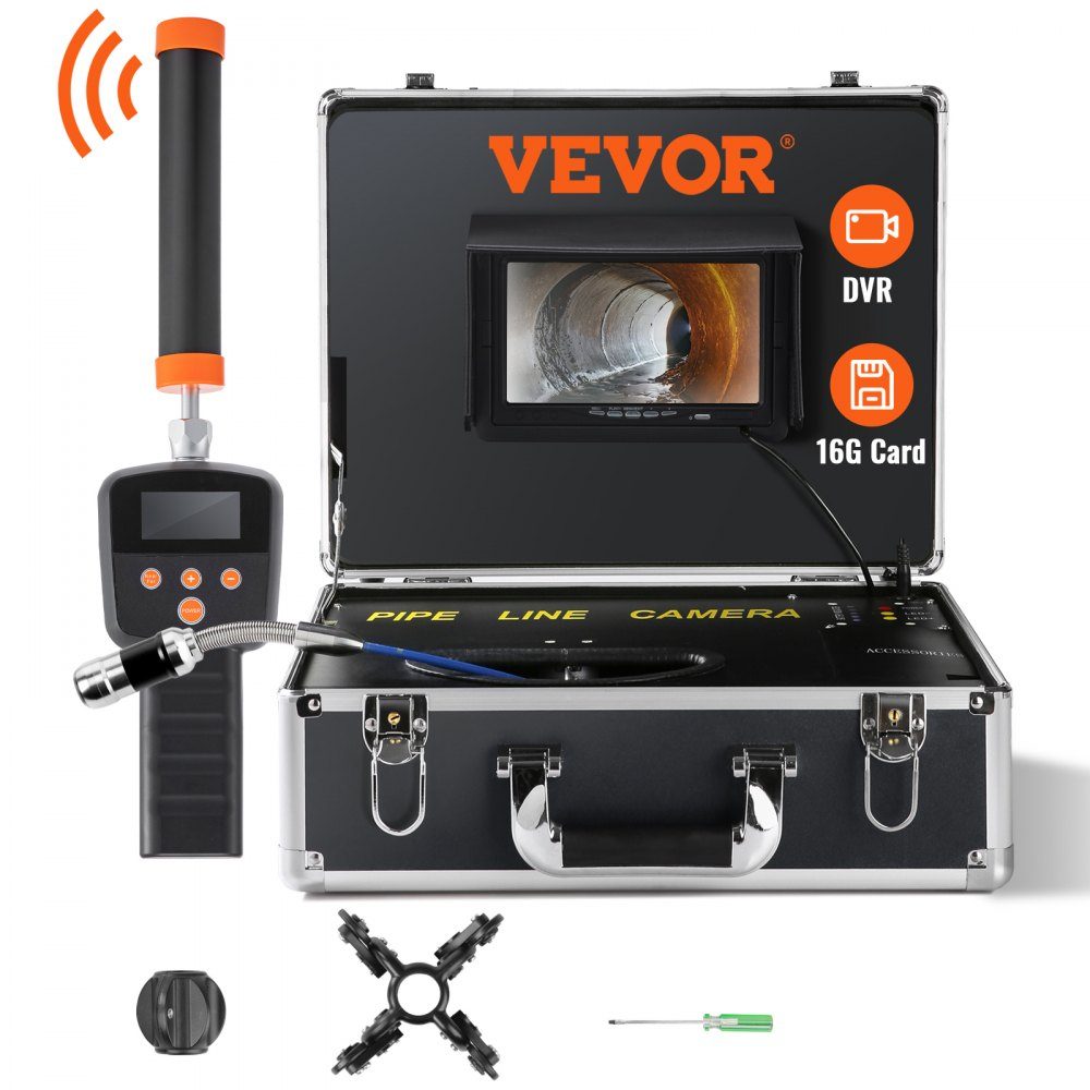 Sewer Camera with 512-Hz-Ortung, 40m 7" Pipe Inspection Camera with DVR Function, IP68-Kamera with 12 Adjustable LEDs, einer 16-GB-SD-Karte for Sewer Pipes, Home, Sewer Pipes