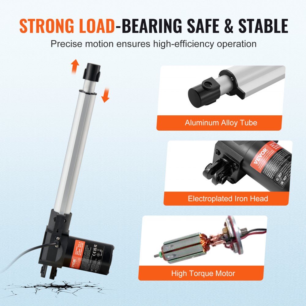 24V Linear Actuator Kit 10" 2.5cm/s 99.79kg/1000N with IP44-Schutz