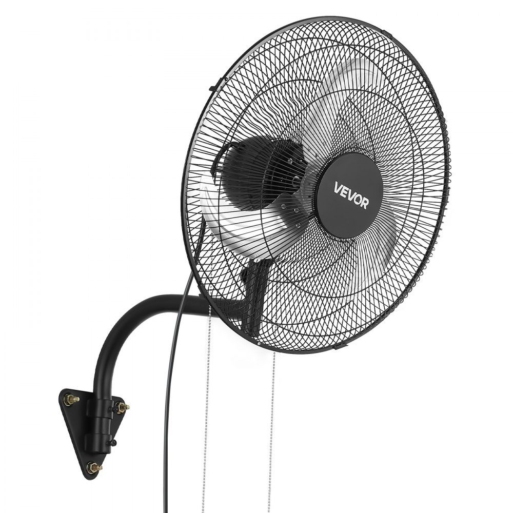 59W Industrial Wall Fan 20" 6.5m/s Oscillating Wall Fan with 3 Levels and Adjustable Tilt Angle Commercial Industrial Fan for Workshop Garage Warehouse Gym Black