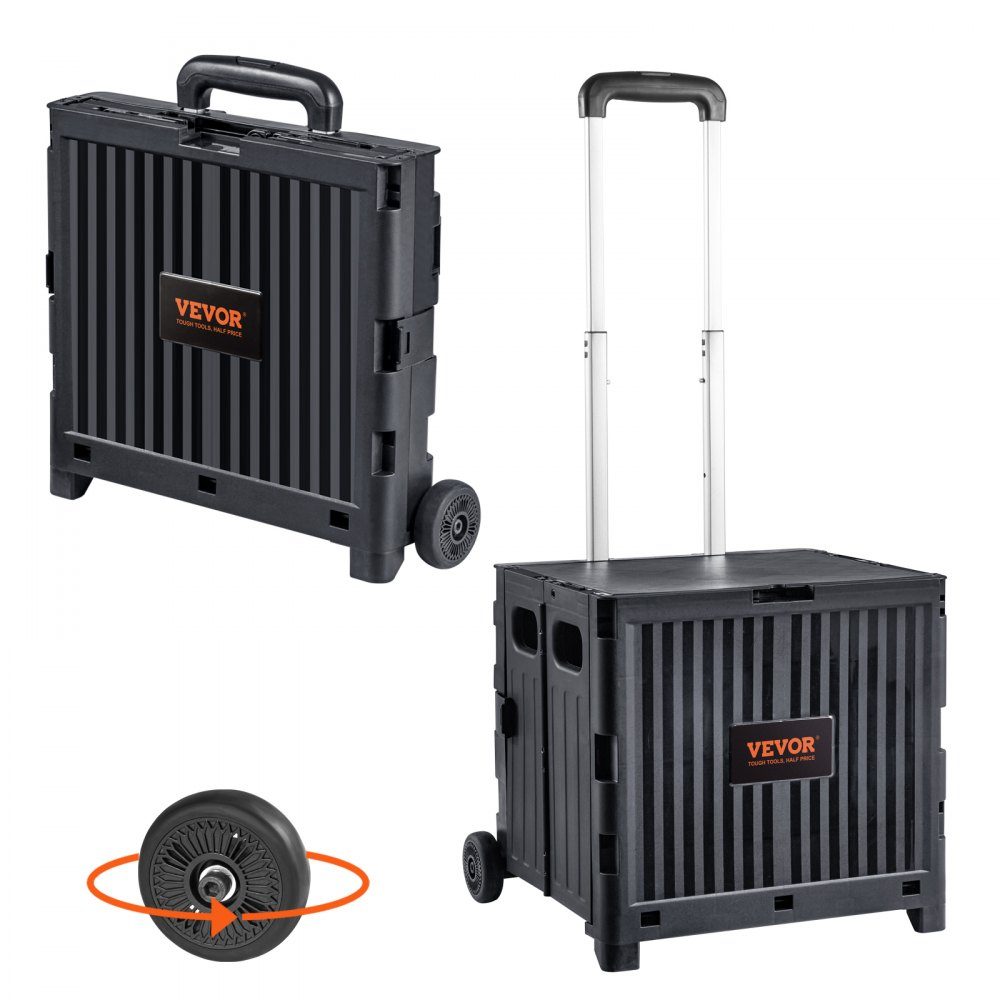 Chariot de courses pliable Chariot de 24,9 kg (dynamique) / 36,2 kg (statique) en PP panier et roues en caoutchouc robustes panier de courses chariot de courses boîte pliable avec roues peut gérer n'importe quel terrain