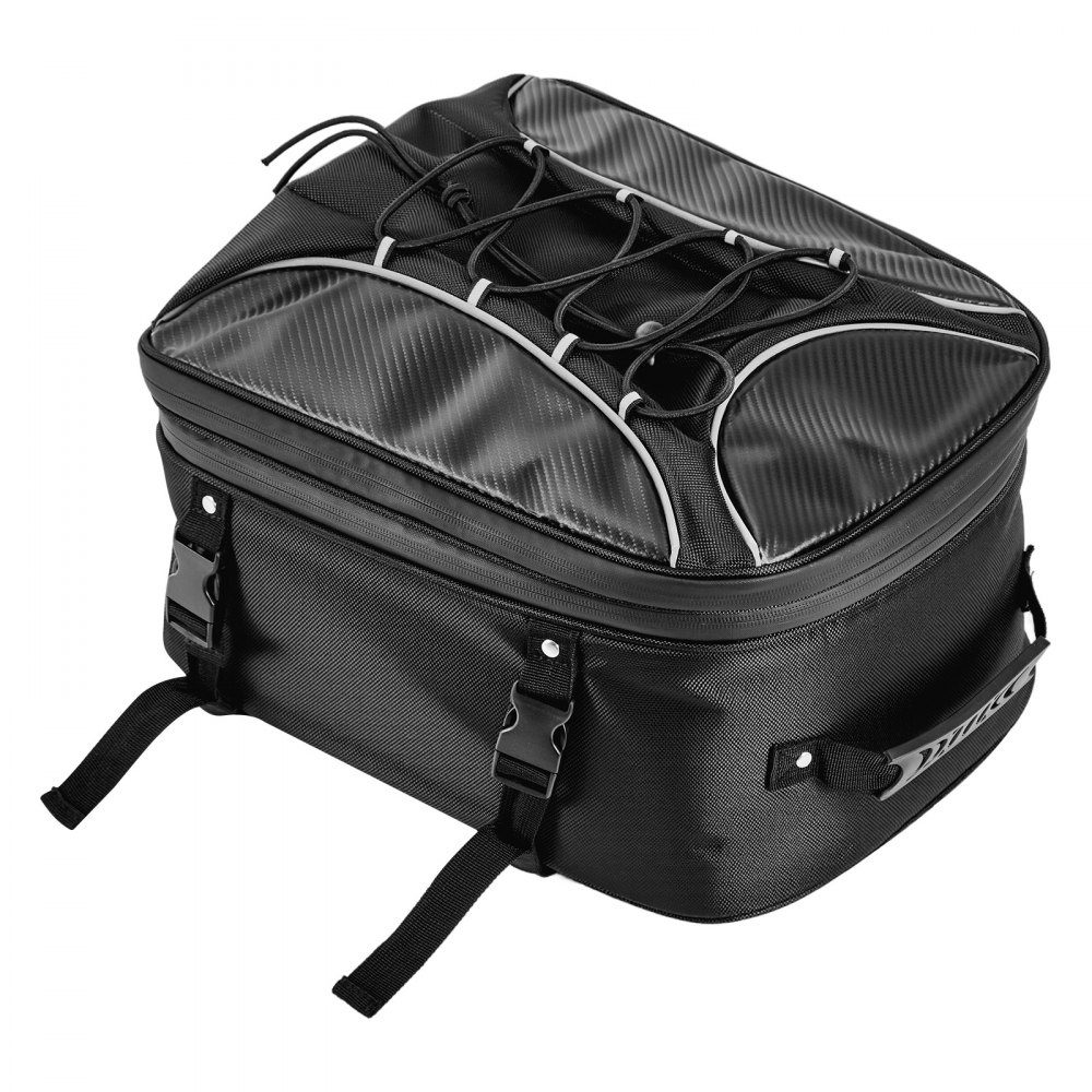 Motorrad-Hecktasche, Rücksitztasche (22–34 l), mit wasserdichtem Regenschutz, Motorrad-Gepäckaufbewahrung, Gepäckträgertasche mit Riemen und Gummiband, Motorradgepäck, Schwarz