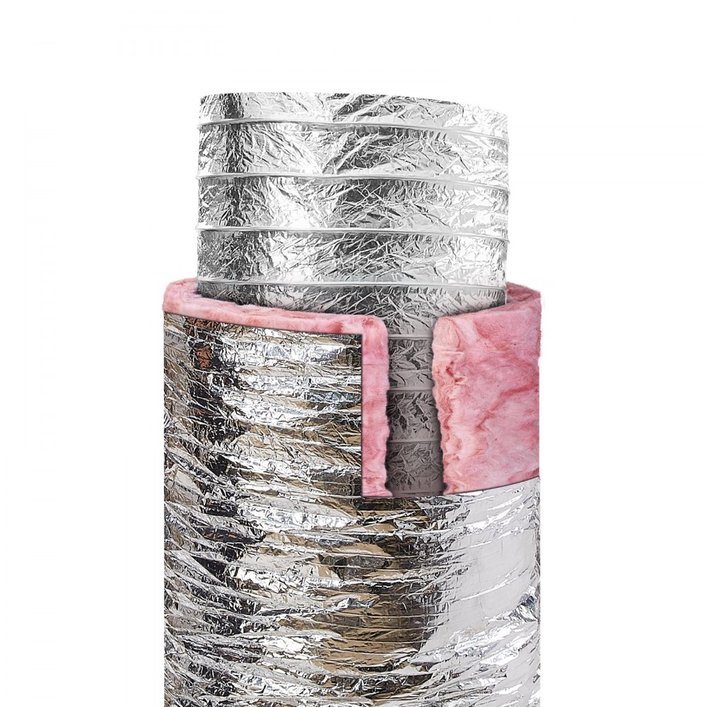 Aluminium-Flexschlauch 7620 mm langer Lüftungsschlauch Φ130 mm Aluminium-Flexrohr-Luftkanal R-6 Wärmewiderstandswert 25 mm Rohrdicke Aluminiumrohrschlauch Owens Corning Isolierwolle-Luftkanäle