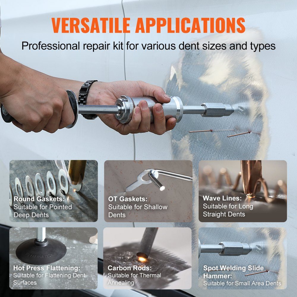 Spot Welder Dent Remover 3KW Stud Welder Dent Remover 6 in 1 Welder with Overheat Protection System Body Spotter 1.2mm Welding Thickness for Carbon Steel Stainless Steel Iron