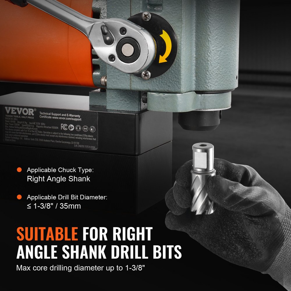 Magnetbohrmaschine, Kernbohrmaschine 1300 W, flach, tragbar, Magnetbohrmaschine mit Kühlgerät und Überlastschutz, Magnetpresse für Geräteinstallation, Industrie, Metallbearbeitung, Orange