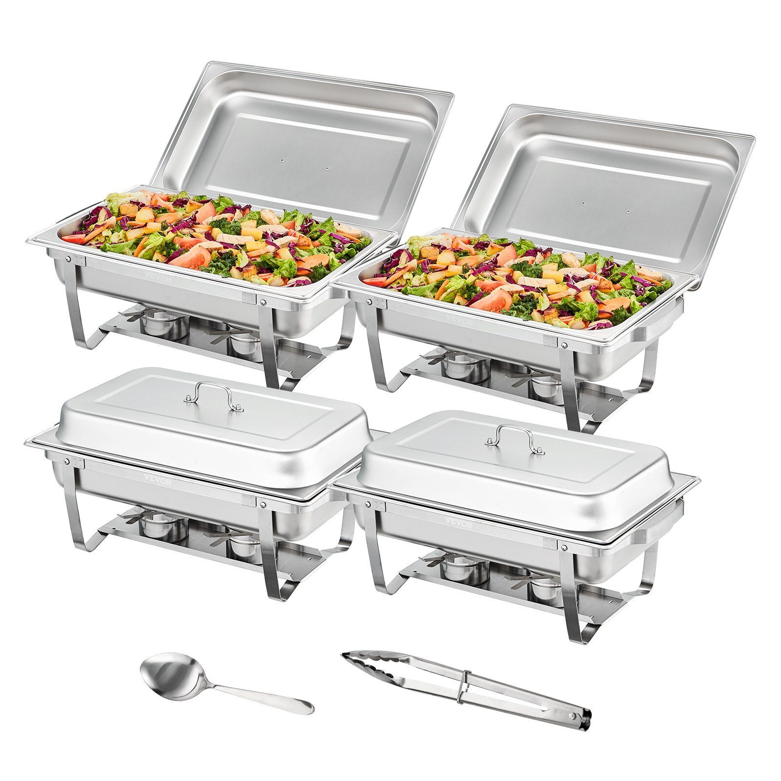 Récipient chauffant en acier inoxydable chauffe-plats 4x7,5L 4 pièces. Réchaud Set Restauration Snack Restaurant Gastro Hôtel Cantine