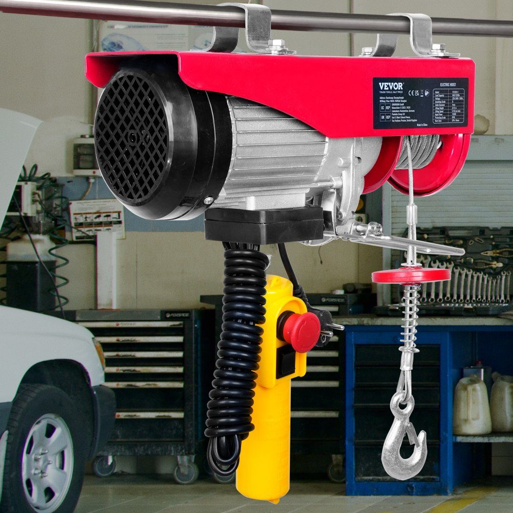 230V elektrische Seilwinde 300kg bis 600kg Hubhöhe 12m Seilzugmotor Winde 1150W Motor Flaschenzug 10m/min Hubgeschwindigkeit Hebezeug mit Kabelfernbedienung Seilzug Kettenzug