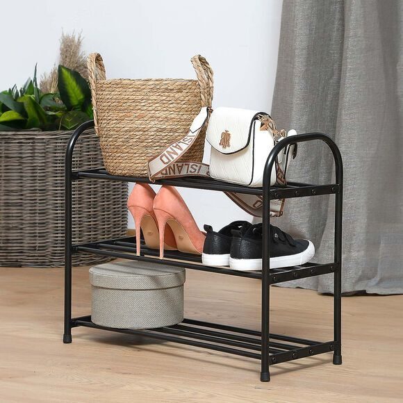 Schuhregal 63,5 x 25,5 x 50 cm schwarz 3 Einlegeböden