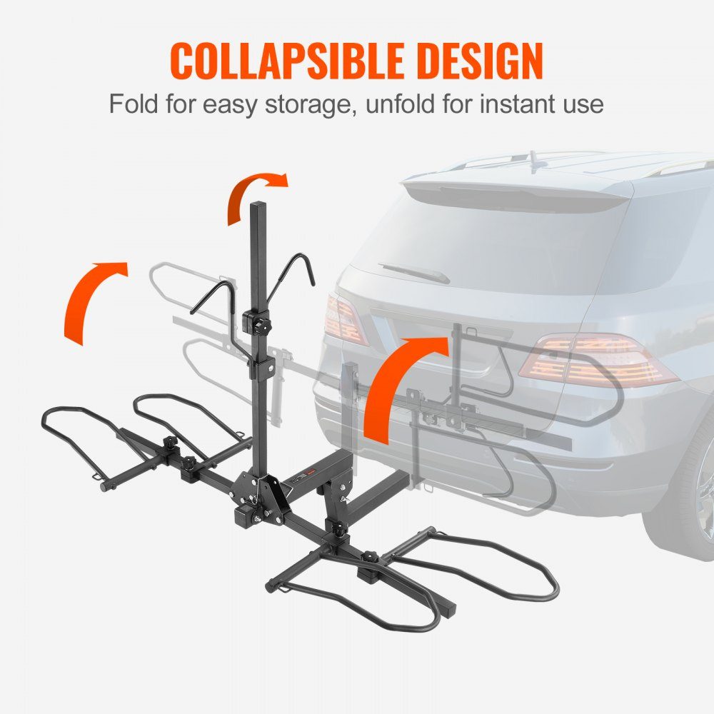 Tow Hitch Bike Rack, 2 Bike Platform Style, 73kg Load Capacity, Bike Rack Hitch for 50.8mm Receiver, Foldable Bike Rack for Car, SUV, Truck etc