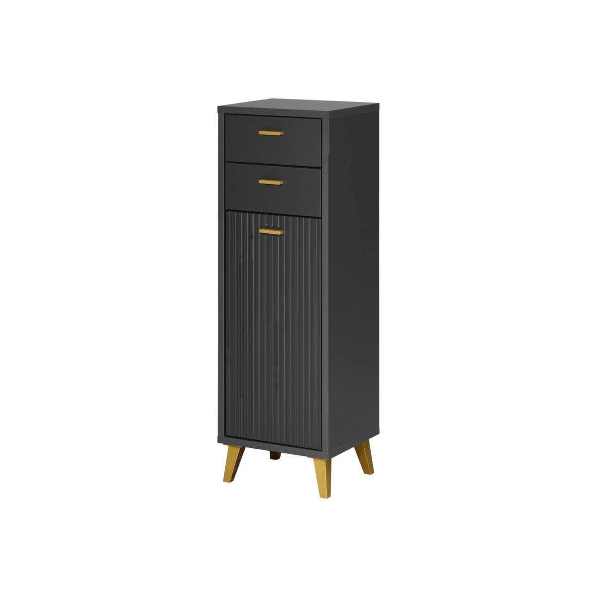 LIVARNO home Bad-Seitenschrank, mit Wellenoptik, schwarz