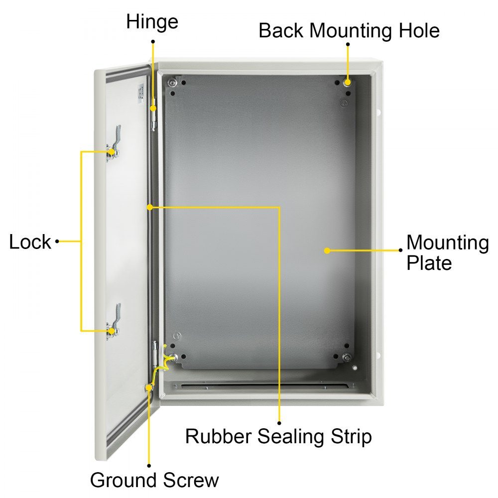 NEMA stalen behuizing 60x40x25cm NEMA 4X stalen schakelkast IP66 waterdicht en stofdicht elektrische aansluitdoos voor buiten/binnen met montageplaat