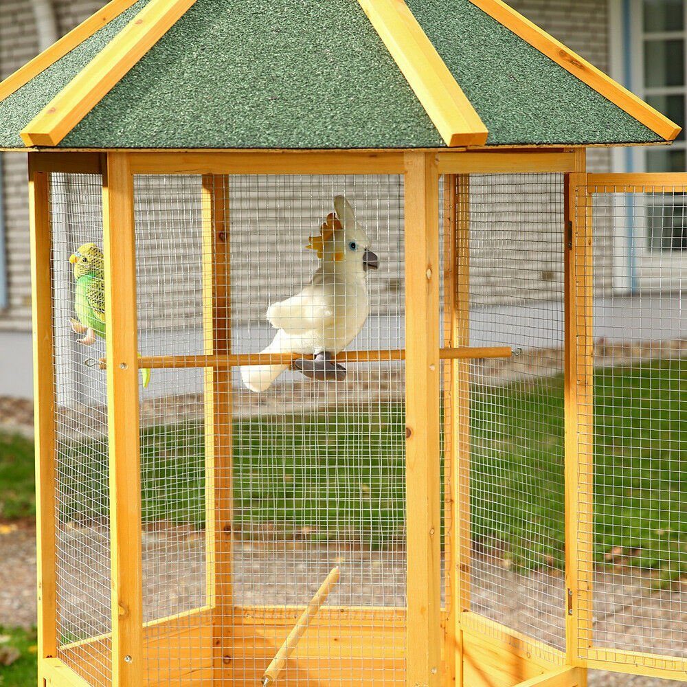 Sechseckiger Vogelkäfig XXL Vogelhaus Vogelvoliere Volierenhaus Holz