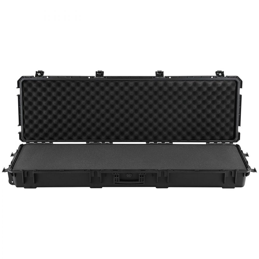 Wapenkoffer met harde schaal voor lange wapens, afsluitbare wapenkoffer met voorgesneden schuim, lange wapenkoffer, wapenopbergruimte, oprolbaar, IP67 waterdicht, 139,1 x 43,5 x 18,8 cm zwart