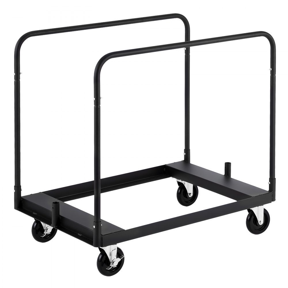 Bordenwagen, 816 kg, transportwagen met 360° zwenkwielen, bordenwagen met sjorband en 3 zijleuningen, bordenwagen, transporthulp voor fabriek, magazijn, garage, zwart, 955x610x935 mm