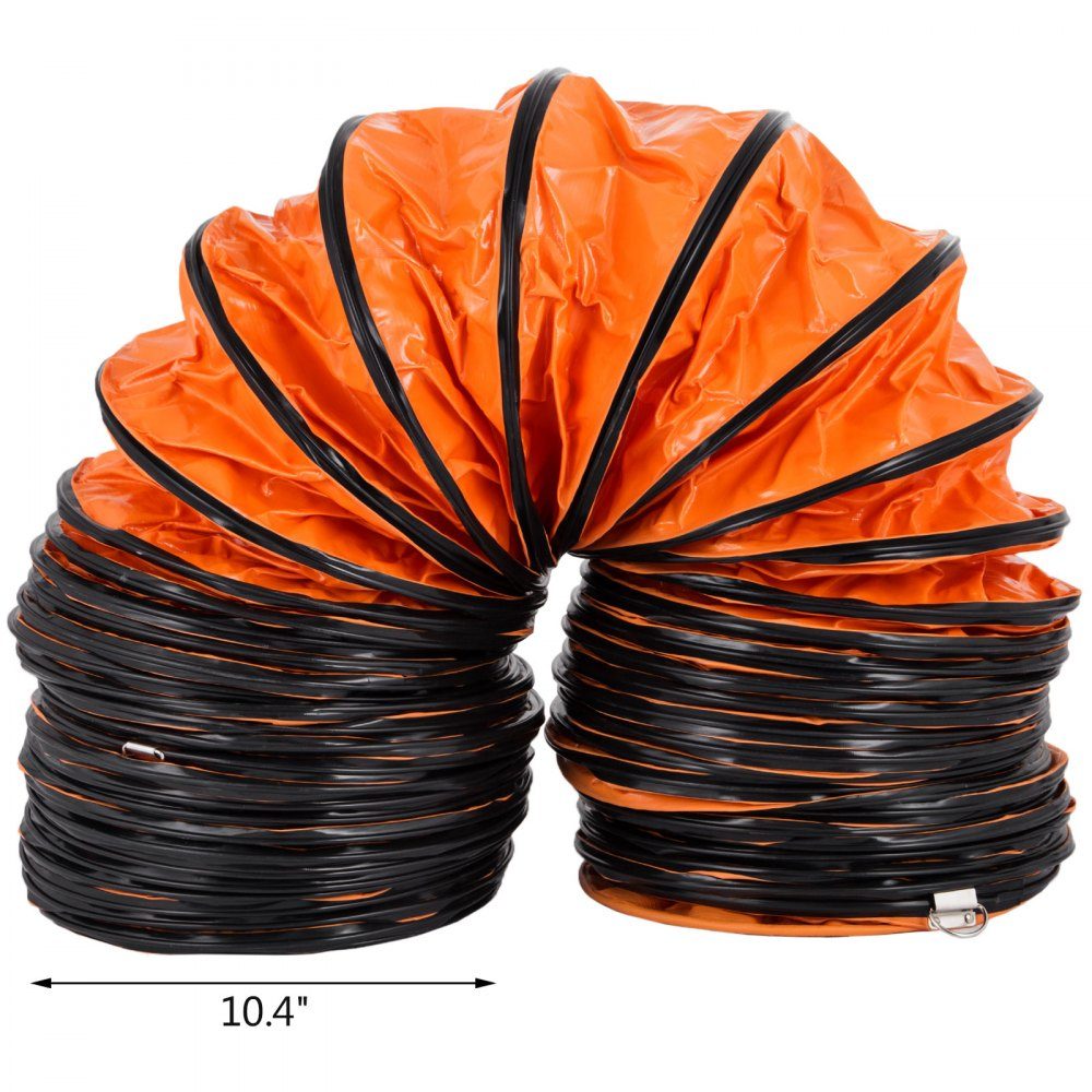 Air transport hose 9.8 m fan diameter, 30.48 cm warm air hose, 35 x 35 x 28 cm ventilation hose construction site hose, orange ventilation hose