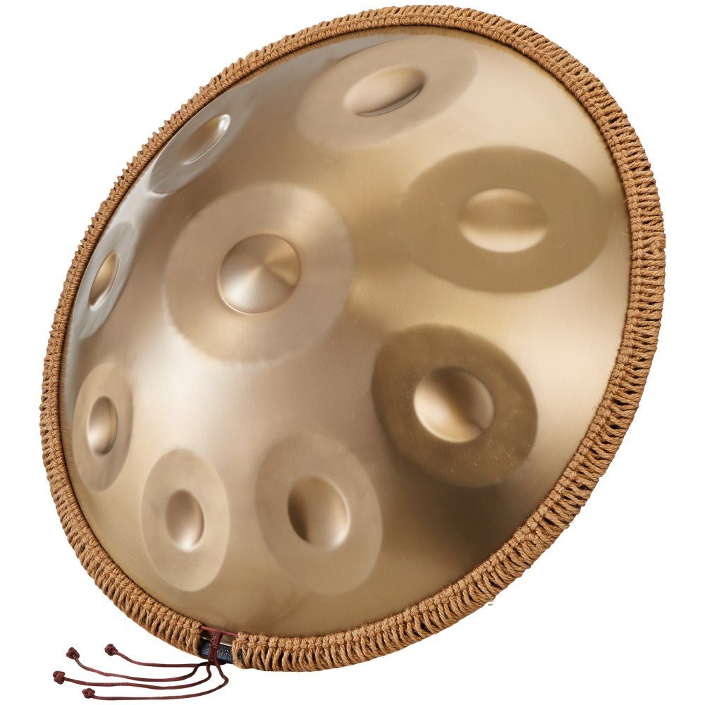 Handpan, 55 cm, 9 notes, tambour à main en ré mineur, instrument de batterie avec maillets, support de handpan 440 Hz et sac de transport, tambour sonore en acier de guérison, instruments de percussion pour adultes et débutants
