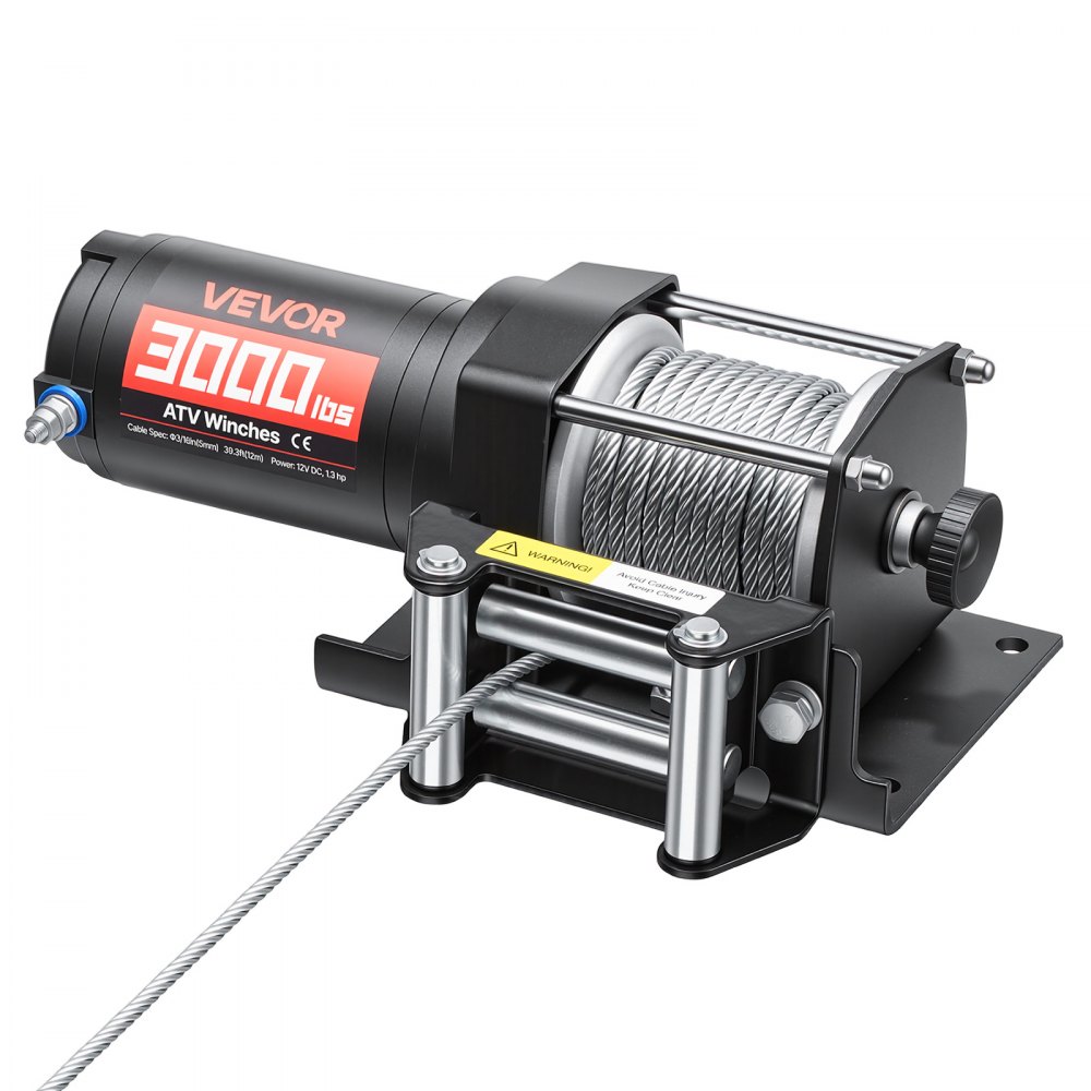 Elektrische Winde 1360 kg, 12-V-DC-Motorwinde mit Φ4,7 mm x 12 m Stahlkabel und kabelgebundener Fernbedienung, IP55, Aluminiumgehäuse, elektrische Winde zum Abschleppen von Geländefahrzeugen, Schwarz Elektrische Winde 1360 kg, 12-V-DC-Motorwinde mit Φ4,7 mm x 12 m Stahlkabel und kabelgebundener Fernbedienung, IP55, Aluminiumgehäuse, elektrische Winde zum Abschleppen von Geländefahrzeugen, Schwarz