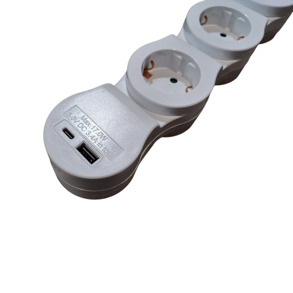 TRONIC® power strip with USB, maneuverable, white