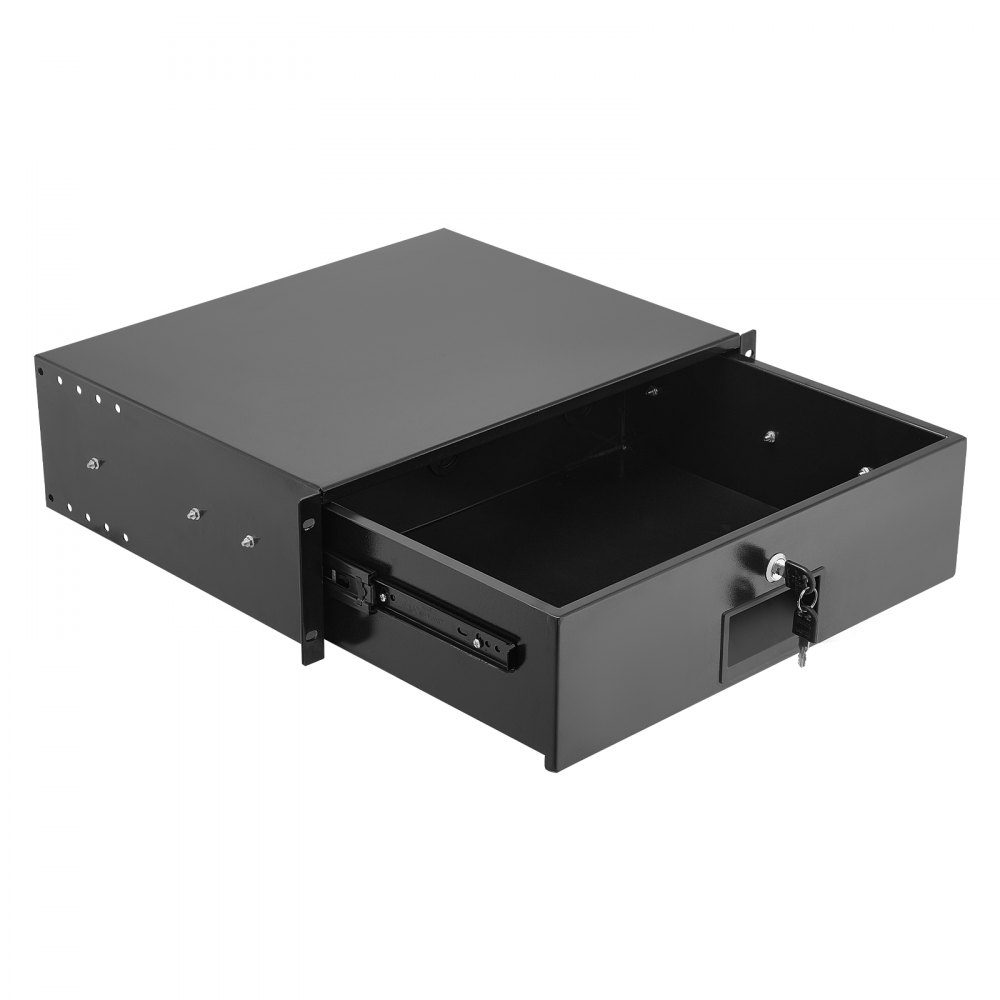 3U-Rack-Schublade, 50 Pfund, abschließbares Serverschrankgehäuse, Schiebeschublade mit Schloss und Kabelführungslöchern für 482 mm Netzwerkgeräte, Server, AV-Rack oder Schrankgehäuse
