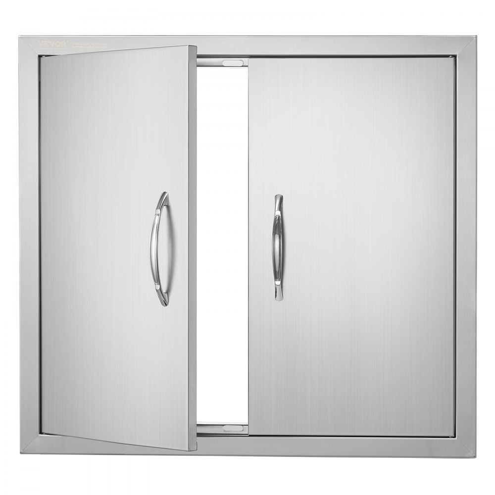 Grill Access Door, 660 x 609 mm, Double Outdoor Kitchen Door, Flush Mounted Stainless Steel Door, Vertical Wall Door with Handles, for Grill Island, Grill Station, Outdoor Cabinet Grill Access Door, 660 x 609 mm, Double Outdoor Kitchen Door, Flush Mounted Stainless Steel Door, Vertical Wall Door with Handles, for Grill Island, Grill Station, Outdoor Cabinet