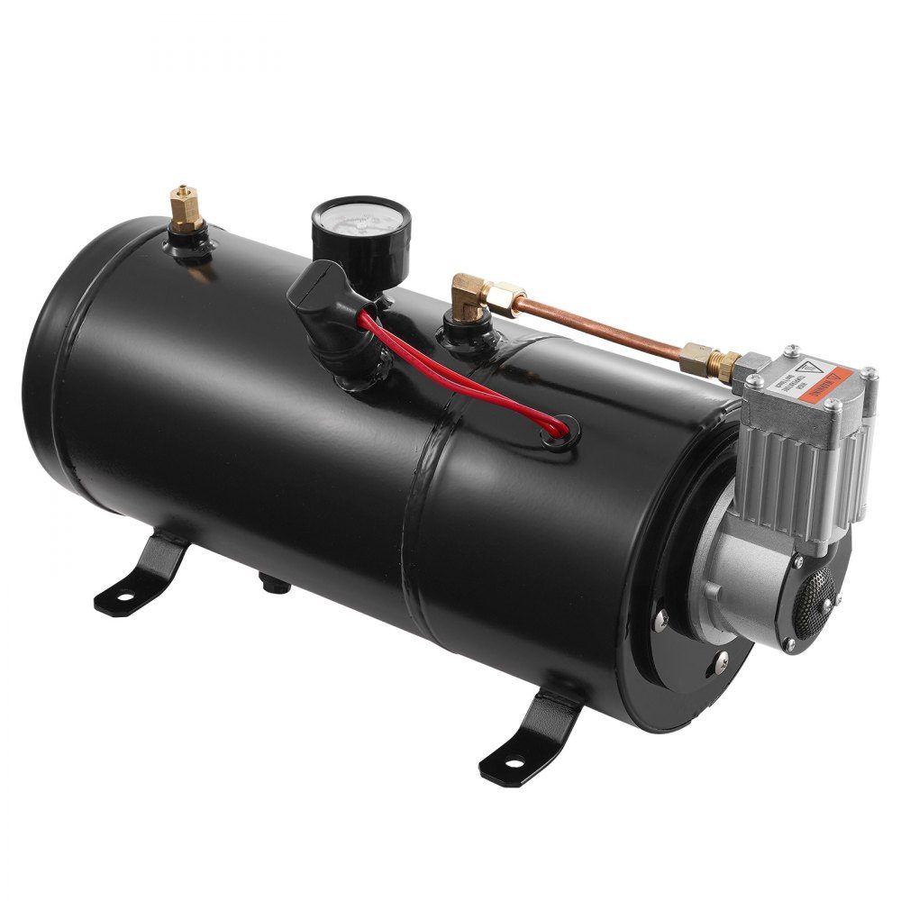 12V Air Compressor Kit with Tank 3L, Train Horn Air Compressor Kit, 90-120 PSI Working Pressure, Integrated Air Compressor System for Train Air Horns, Inflating Tires, Trucks, SUVs, etc. Black