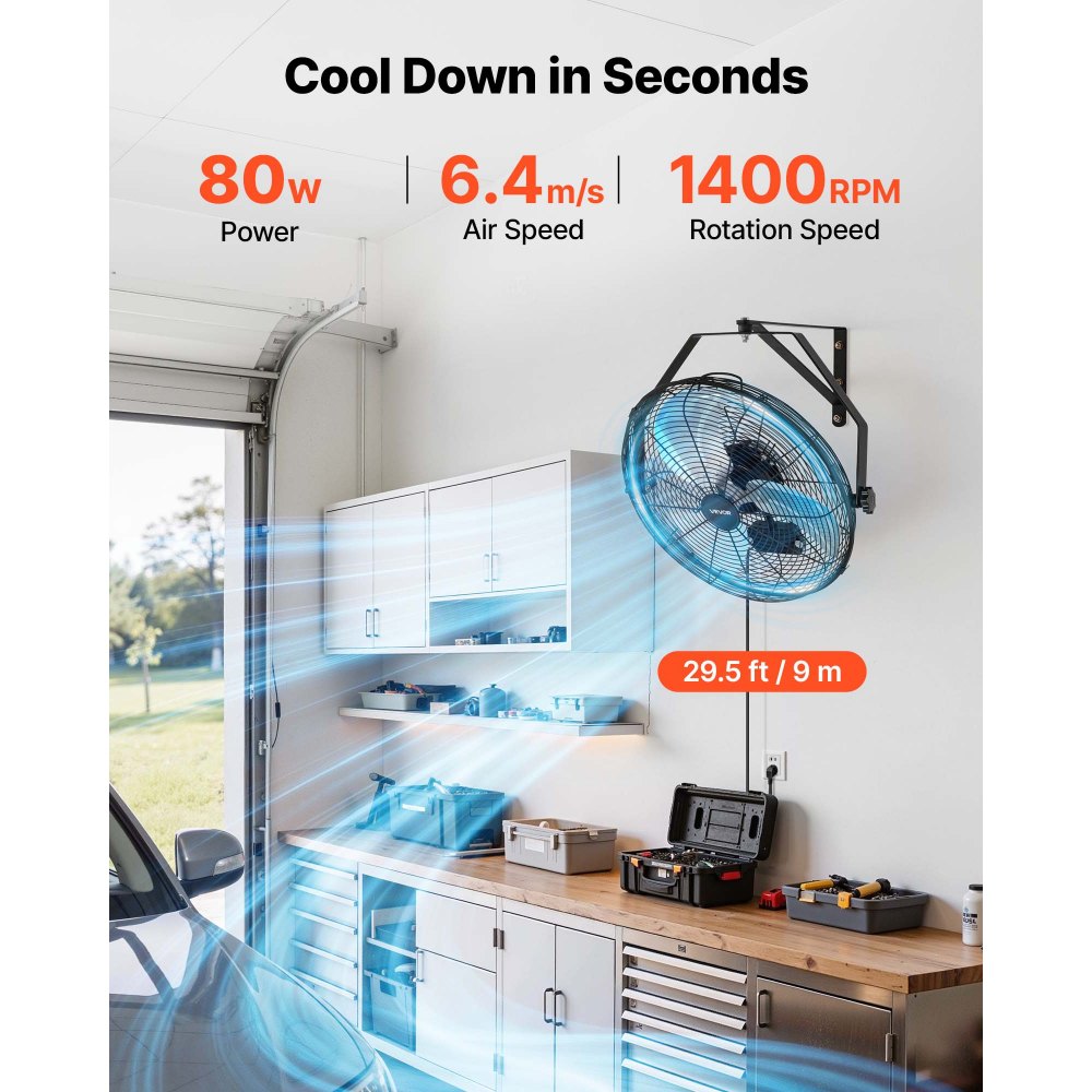 80W industriële muurventilator 56,5 cm, 6,4 m/s oscillerende muurventilator met 3 niveaus, IP44 waterdichte ventilator, industriële ventilator commercieel voor werkplaats, garage, magazijn, sportschool, zwart 80W industriële muurventilator 56,5 cm, 6,4 m/s oscillerende muurventilator met 3 niveaus, IP44 waterdichte ventilator, industriële ventilator commercieel voor werkplaats, garage, magazijn, sportschool, zwart