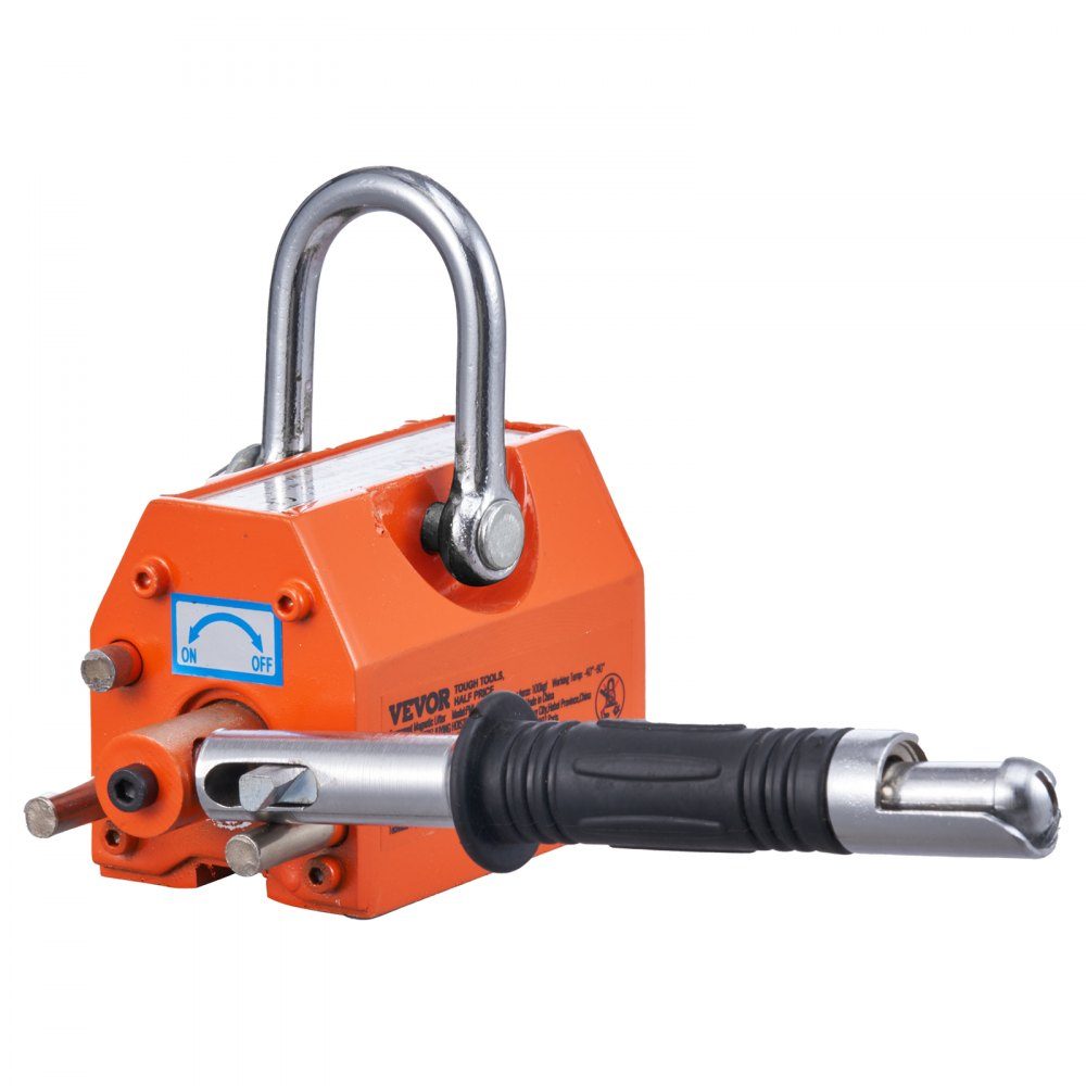 Load lifting magnet, crane magnet (100kg load capacity, 250kg pulling force, -40 to 80℃), hand controlled fork lifting magnet lifter, magnetic lifter, yellow neodymium lifting magnet tool