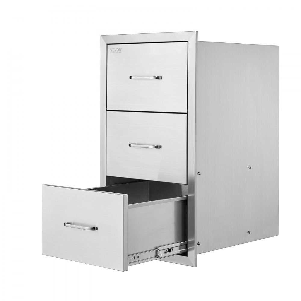 Küchenschubladen Outdoor-Schubladenschrank (47 x 57 x 57 cm) mit dreifachem Zugriff aus Edelstahl, Schubladenaufbewahrung für Grillinsel mit Griff, für Grillstation