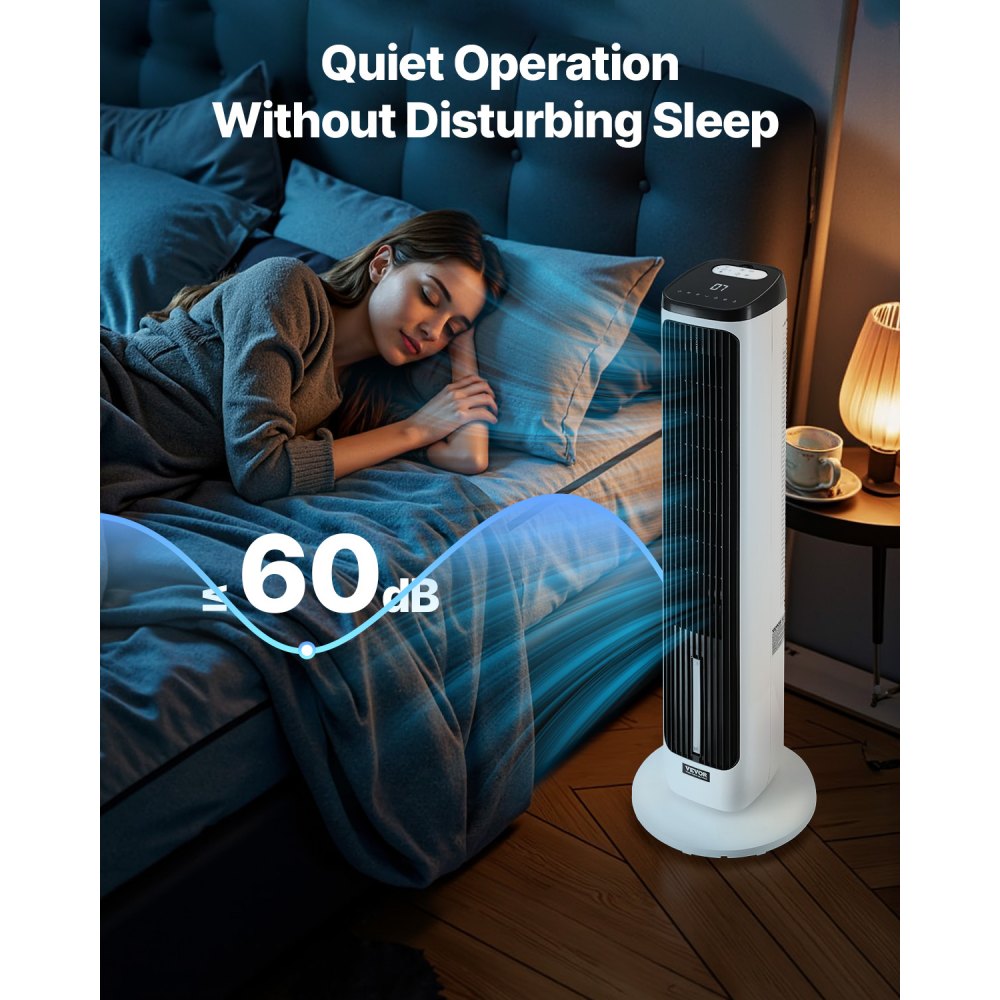 Torenventilator Snelheid 7,1 m/s Stille voetstukventilator 70° Oscillerende ventilatoren met 9 snelheden 4 modi 24-uurs timer Afstandsbediening voor slaapkamer Kantoor Thuis