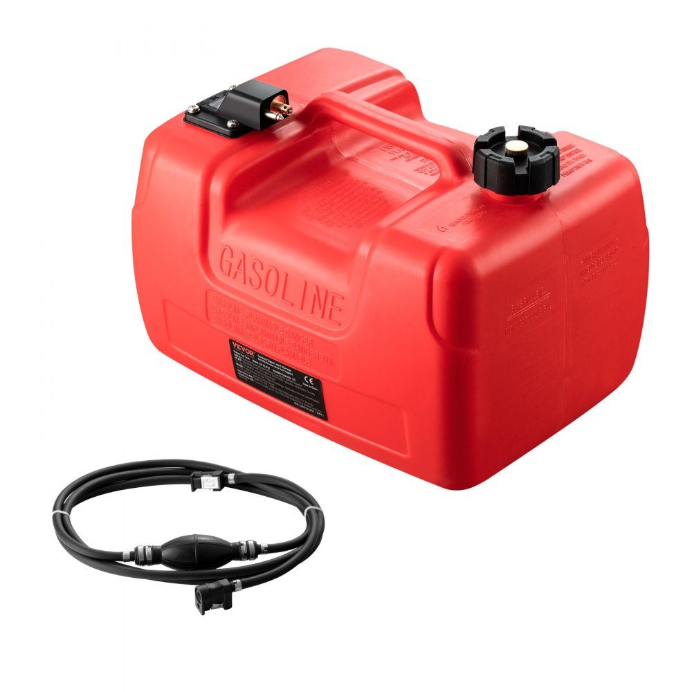 Marine Fuel Tank 12L Portable Boat Tank with Outboard Motor Plastic Outboard Marine Boat Fuel Tank with Hose Easy to Carry for Yacht Fishing Boat Deck Boat Red
